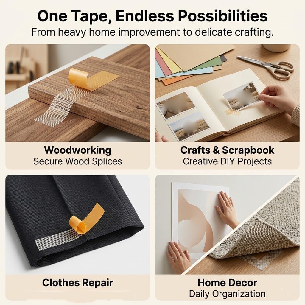 2 Pcs Waterproof Strong Grid Double-Sided Tape Heavy-Duty - Image 4